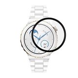 Microsonic Huawei Watch GT 3 Pro 43mm Seramik Tam Kaplayan Temperli Cam Full Ekran Koruyucu Siyah [Watch GT3 Pro 43mm Seramik ile Uyumlu Ekran Koruyucu]