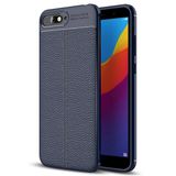 Microsonic Huawei Y6 2018 Deri Dokulu Silikon Lacivert Kılıf
