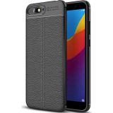 Microsonic Huawei Y6 2018 Deri Dokulu Silikon Siyah Kılıf