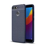 Microsonic Huawei Y7 2018 Deri Dokulu Silikon Lacivert Kılıf
