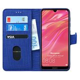 Microsonic Huawei Y7 2019 için Kılıf Fabric Book Wallet Lacivert [Y7 2019 ile Uyumlu Kılıf - Lacivert]