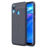 Microsonic Huawei Y7 Prime 2019 Deri Dokulu Lacivert Silikon Kılıf