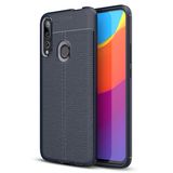 Microsonic Huawei Y9 Prime 2019 Deri Dokulu Silikon Lacivert Cep Telefonu Kılıfı