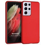 Microsonic Matte Silicone Samsung Galaxy S21 Ultra için Kılıf Kırmızı [Galaxy S21 Ultra ile Uyumlu Kılıf - Kırmızı]
