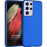Microsonic Matte Silicone Samsung Galaxy S21 Ultra Mavi Cep Telefonu Kılıfı