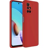 Microsonic Matte Silicone Xiaomi Redmi 10 2022 Kırmızı Cep Telefonu Kılıfı