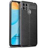 Microsonic Oppo A15 için Kılıf Deri Dokulu Silikon Siyah [A15 ile Uyumlu Kılıf - Siyah]