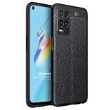 Microsonic Oppo A54 4G Deri Dokulu Silikon Siyah Cep Telefonu Kılıfı