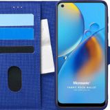 Microsonic Oppo A74 4G Fabric Book Wallet Lacivert Cep Telefonu Kılıfı