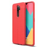 Microsonic Oppo A9 2020 için Kılıf Deri Dokulu Silikon Kırmızı [A9 2020 ile Uyumlu Kılıf - Kırmızı]