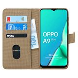 Microsonic Oppo A9 2020 için Kılıf Fabric Book Wallet Gold [A9 2020 ile Uyumlu Kılıf - Gold]