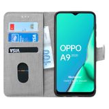 Microsonic Oppo A9 2020 için Kılıf Fabric Book Wallet Gri [A9 2020 ile Uyumlu Kılıf - Gri]
