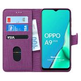 Microsonic Oppo A9 2020 için Kılıf Fabric Book Wallet Mor [A9 2020 ile Uyumlu Kılıf - Mor]
