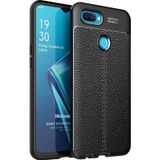 Microsonic Oppo F9 F9 Pro Deri Dokulu Silikon Siyah Kılıf