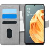 Microsonic Oppo Reno 3 Fabric Book Wallet Gri Kılıf
