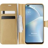 Microsonic Oppo Reno 4 Lite Delux Leather Wallet Gold Cep Telefonu Kılıfı