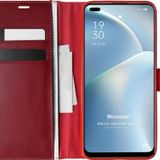Microsonic Oppo Reno 4 Lite Delux Leather Wallet Kırmızı Cep Telefonu Kılıfı