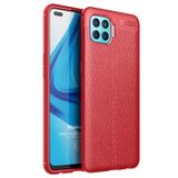 Microsonic Oppo Reno 4 Lite Deri Dokulu Silikon Kırmızı Cep Telefonu Kılıfı