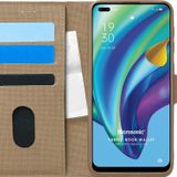 Microsonic Oppo Reno 4 Lite Fabric Book Wallet Gold Cep Telefonu Kılıfı