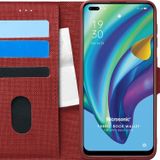 Microsonic Oppo Reno 4 Lite Fabric Book Wallet Kırmızı Cep Telefonu Kılıfı