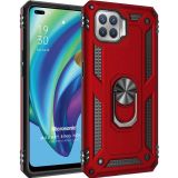 Microsonic Oppo Reno 4 Lite Military Ring Holder Kırmızı Cep Telefonu Kılıfı