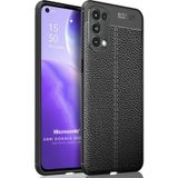 Microsonic Oppo Reno 5 5G Deri Dokulu Silikon Siyah Kılıf