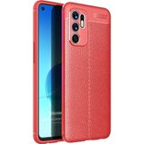 Microsonic Oppo Reno 6 4G Deri Dokulu Silikon Kırmızı Kılıf