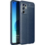 Microsonic Oppo Reno 6 4G Deri Dokulu Silikon Lacivert Kılıf