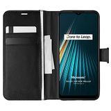 Microsonic Realme 5i için Kılıf Delux Leather Wallet Siyah [Realme 5i ile Uyumlu Kılıf - Siyah]