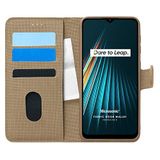 Microsonic Realme 5i için Kılıf Fabric Book Wallet Gold [Realme 5i ile Uyumlu Kılıf - Gold]