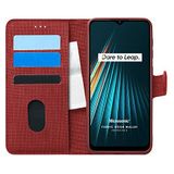 Microsonic Realme 6i için Kılıf Fabric Book Wallet Kırmızı [Realme 6i ile Uyumlu Kılıf - Kırmızı]