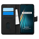 Microsonic Realme 6i için Kılıf Fabric Book Wallet Siyah [Realme 6i ile Uyumlu Kılıf - Siyah]