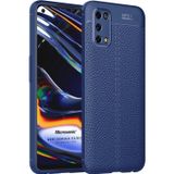 Microsonic Realme 7 Pro Deri Dokulu Silikon Lacivert Kılıf