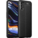 Microsonic Realme 7 Pro Deri Dokulu Silikon Siyah Kılıf