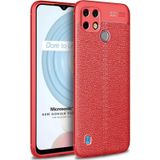 Microsonic Realme C21 Deri Dokulu Silikon Kırmızı Kılıf