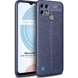 Microsonic Realme C21 Deri Dokulu Silikon Lacivert Kılıf