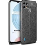 Microsonic Realme C21 Deri Dokulu Silikon Siyah Kılıf