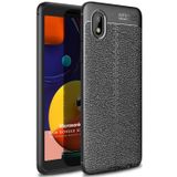 Microsonic Samsung Galaxy A01 Core Deri Dokulu Silikon Siyah Kılıf