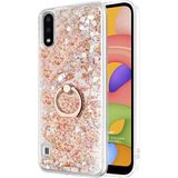 Microsonic Samsung Galaxy A01 Glitter Liquid Holder Gold Cep Telefonu Kılıf