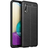 Microsonic Samsung Galaxy A02 Deri Dokulu Silikon Siyah Kılıf