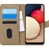 Microsonic Samsung Galaxy A02S Fabric Book Wallet Gold Kılıf