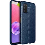Microsonic Samsung Galaxy A03S Deri Dokulu Silikon Lacivert Kılıf