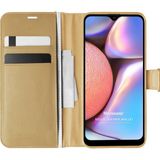 Microsonic Samsung Galaxy A10S Delux Leather Wallet Gold Kılıf