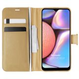 Microsonic Samsung Galaxy A10s için Kılıf Delux Leather Wallet Gold [Galaxy A10s ile Uyumlu Kılıf - Gold]