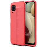 Microsonic Samsung Galaxy A12 Deri Dokulu Silikon Kırmızı Kılıf