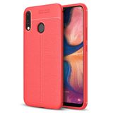 Microsonic Samsung Galaxy A20 Deri Dokulu Kırmızı Silikon Kılıf