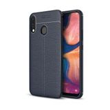 Microsonic Samsung Galaxy A20 Deri Dokulu Lacivert Silikon Kılıf