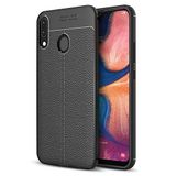 Microsonic Samsung Galaxy A20 Deri Dokulu Siyah Silikon Kılıf