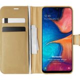 Microsonic Samsung Galaxy A20S Delux Leather Wallet Gold Kılıf