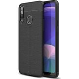 Microsonic Samsung Galaxy A20S Deri Dokulu Silikon Siyah Kılıf